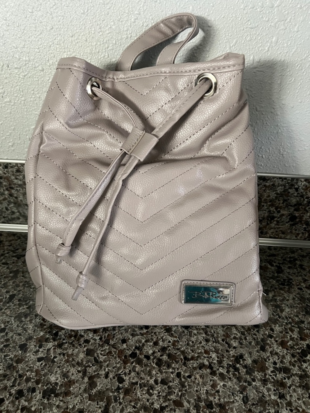 Quilted Drawstring Backpack - Light Taupe WomenBag